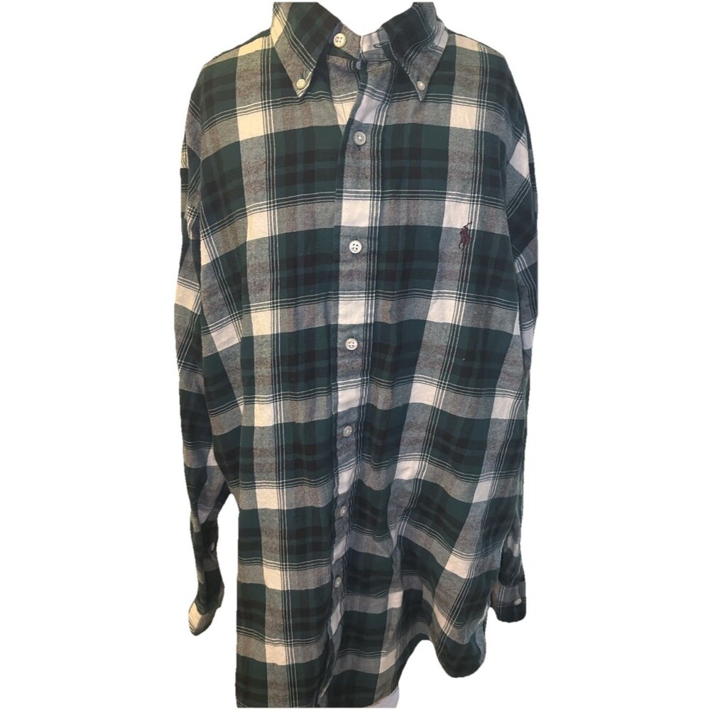 Ralph Lauren Blaire Men's Long Sleeve Button Down Shirt Green PlaidCotton Size S